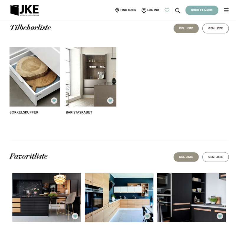 Favoritliste og tilbehørsliste